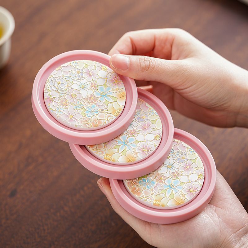 Ceramic Tile Blank - Posavasos de Cerámica Rosa para Tazas,